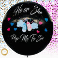 Gender Reveal Confetti Balloon Set, He or She Pop Me to See, 2 Pieces, Pink and Blue Baby Shower Decorations