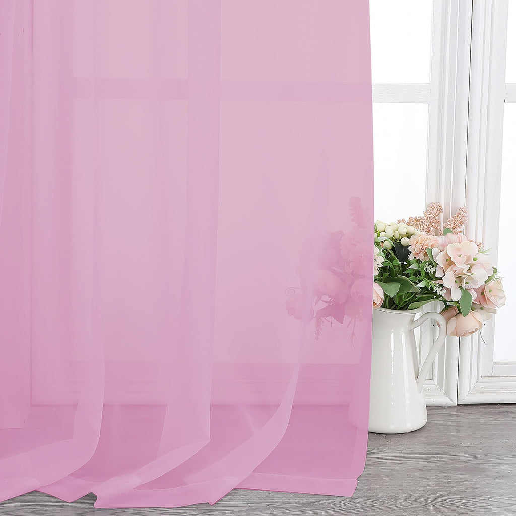 Pink Sheer Curtains 84 Inches Long for Living Room (2 Count)