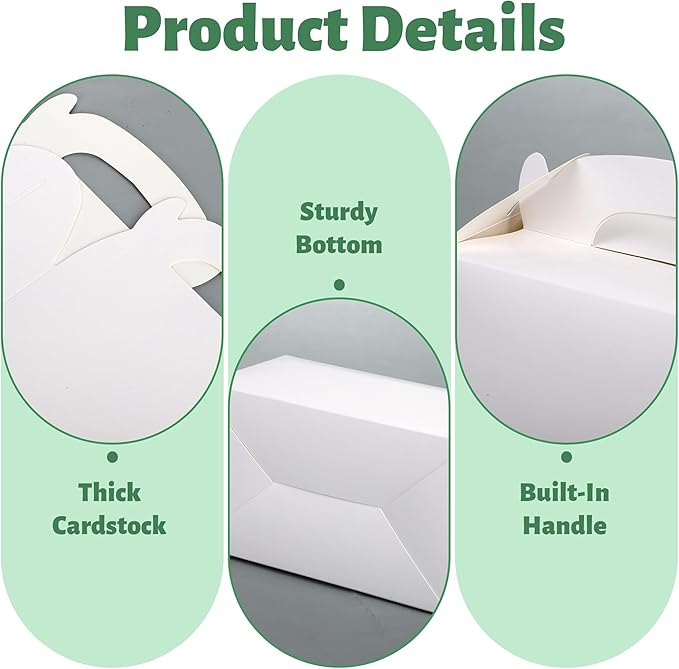 32 Pack White Party Favor Boxes Gable Treat Boxes with Handles 6 x 3.5 x 3.5 Inches Birthday Gift Goodie Boxes for Cookies Candies for Wedding Baby Shower Party Supplies