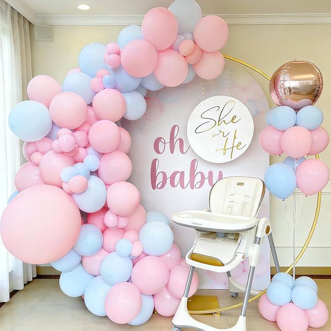 Light Pink Balloons 125 Pcs Pink Different Sizes of 18 12 10 5 Inch Pastel Baby Pale Pink Balloon Arch Kit Garland for Birthday Baby Shower Gender Reveal Valentine's Day Bridal Shower