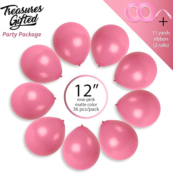 Treasures Gifted Rose Pink Balloons - 72 Pink Latex Balloons (12 Inch) - Soft & Pastel Shades - Matte Finish