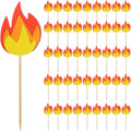 LUOZZY 50 Pcs Fire Flame Cake Topper Creative Flame Cupcake Picks Fire Rescue Theme Birthday Cake Cupcake Decorations