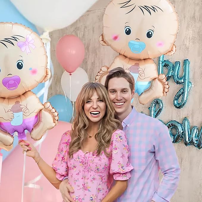 2 Pcs Gender Reveal Balloons Set (Boy & Girl) - 17.7" x 26.8" Foil Balloon for Gender Reveal Party Decorations, Baby Showers, and Photography, Pregnancy Announcement