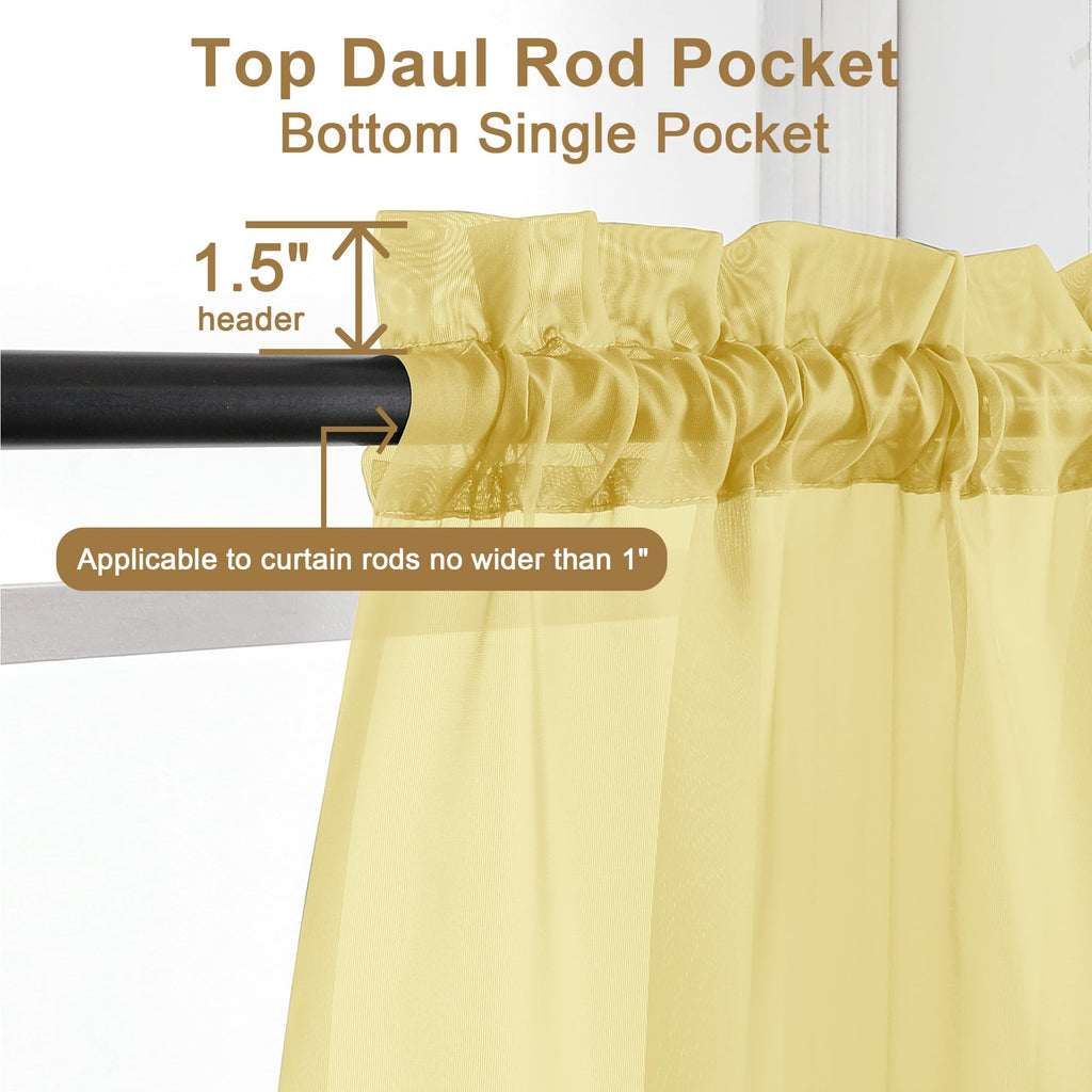 Sheer Mustard Yellow Curtains 90 inches Long 2 Panels (2 Count)