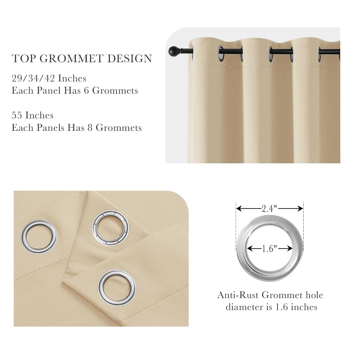 Blackout Curtains for Bedroom 72 Inch Length 2 Panels Set (2 Count)