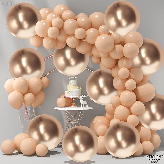 KatchOn, Big 18 Inch Champagne Balloons - Pack of 10 | Champagne Latex Balloons for Graduation Decorations 2025 | Wedding, Birthday Decor, Baby Shower Decorations
