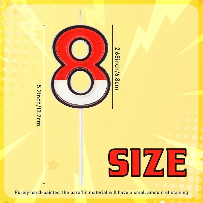 Conelist Cartoon Red and White Birthday Cake Candle Numeral Birthday Cake Topper for Animated Decoration Cartoon Party Supplies(Number 8)
