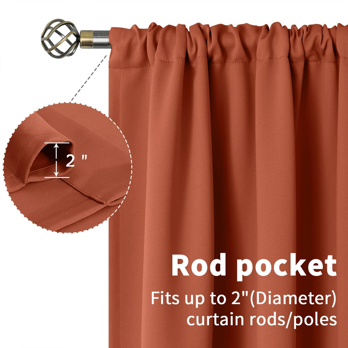 Terracotta Blackout Curtains for Bedroom 54 Inch Length (2 Count)