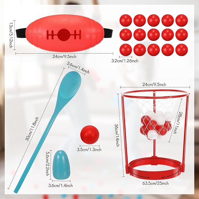 Arrowbash Outdoor Lawn Carnival Games Shaking Balls Game Kit Head Hoop Basketball Party Spoon and Egg Race Games Party for Indoor Outdoor Easter Favors Gifts Toys