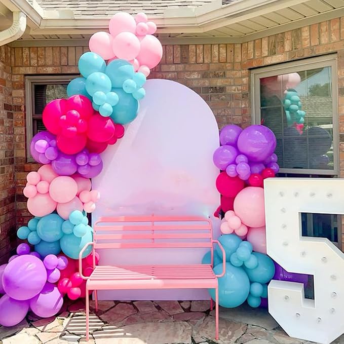 HILAVO Pink and Purple Balloons, 60PCS 12Inch Purple Pink Teal Blue Balloons and Gold Birthday Balloon for Girls Princess Birthday Mermaid Baby Shower Party Decorations