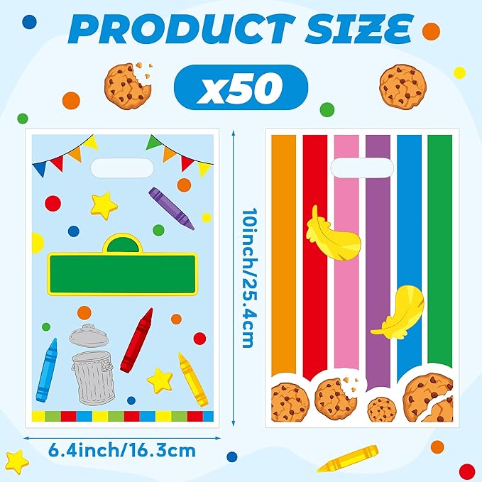 JuPelozak Friends Street Goodie Bags - 50pcs Cartoon Party Favor Bag, Street Themed Candy Cookies Gift Decor for Kids Girls Teens Adult, Colorful Birthday Holiday Celebration Decorations Supplies