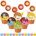 Ice Cream Toss Ball Game with 6 Plastic Flower Pots 12 Ice Cream Decor 12 Balls Toss Play Set Icecream Games Indoor Outdoor Games Family Summer Activities Carnival Prizes