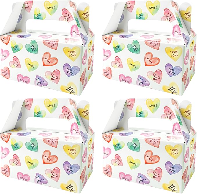 BGFMVS 12 Pack Heart LOVE Candy Boxes with Handles, Suitable for Birthday & Bachelorette Parties, Gift Boxes for Adults and Kids, Ideal for Cookies, Cupcakes, Snacks, Party Favors and Decorations