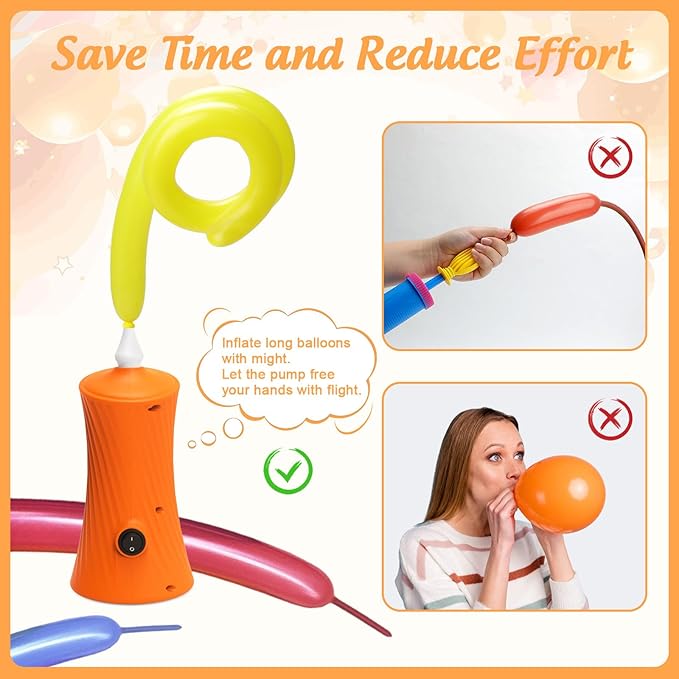 Balloon Pump Electric Air Pump for Long Balloon Inflator Blower Machine for Birthday Party Celebration Balloons Decorations for Twisty Animal Balloons