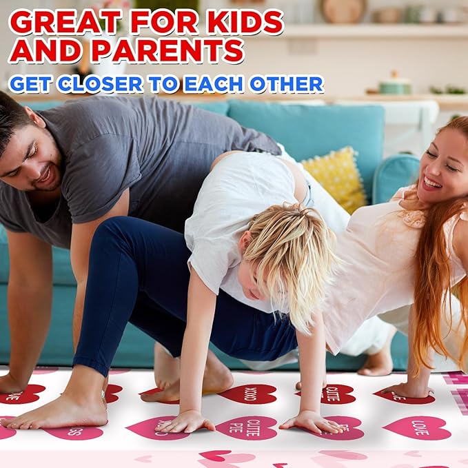 Lonfliness Valentine's Day Pose Balance Floor Game for 2 or More Players, Large Mat Party Game Indoor Outdoor Fun Family Reunion Game for Friends Adults Group Activity Valentines Party Favor Gift