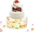 2Pcs Acrylic Cake Display Stand 8'' 12'' Round 2Tier Clear Cylinder Cake Box for Wedding Birthday Party Decor (8 /12 Inch)