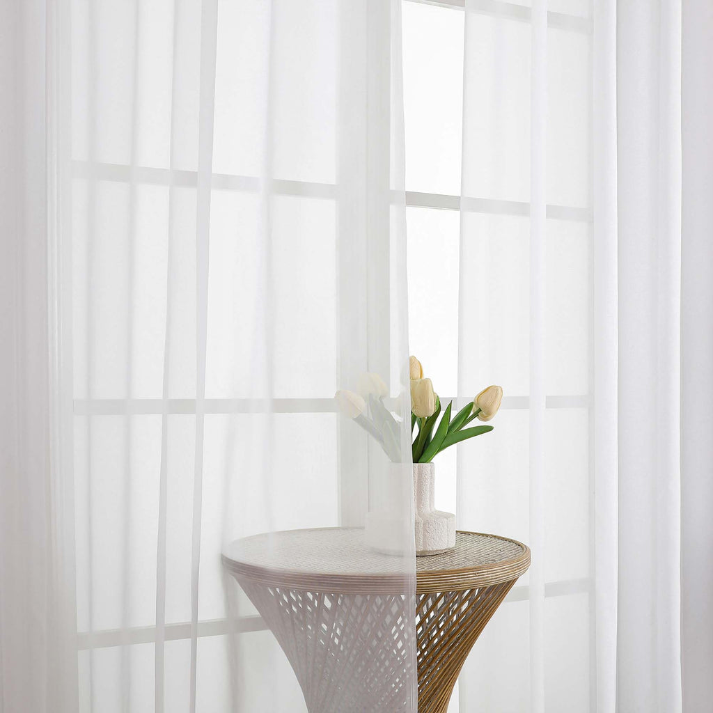 White Sheer Curtains 96 Inches Long 2 Panels (2 Count)