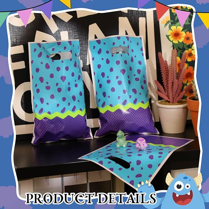 Eccliy 30 Pcs Monster Party Bags Cartoon Monster Candy Gift Bags for Birthday Party Favors Decorations Goodie Supplies