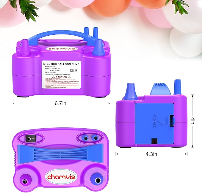 Chamvis Balloon Pump Electric, 110V 600W Balloon Pump Inflate, Air Pump for Balloons: Balloon Blower Machine for Fast and Easy Filling Balloons