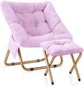 Kasunpul Comfy Saucer Chair, Foldable Living Room Chairs, Soft Faux Fur Lounge Chair for Bedroom, Reading Chairs for Adults, Teens, X-Large (Lavender)