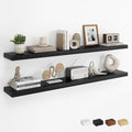 Dreamland 48Inch Floating Shelves for Wall, Rustic Wooden Black Floating Shelves for Living Room, Kitchen, Farmhouse, Deep Wall Mounted Book Shelf, Wood Storage Display Shelf for Home Decor, Set of 2