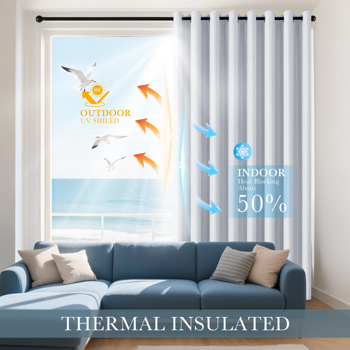 Room Darkening White Curtains (2 Count)