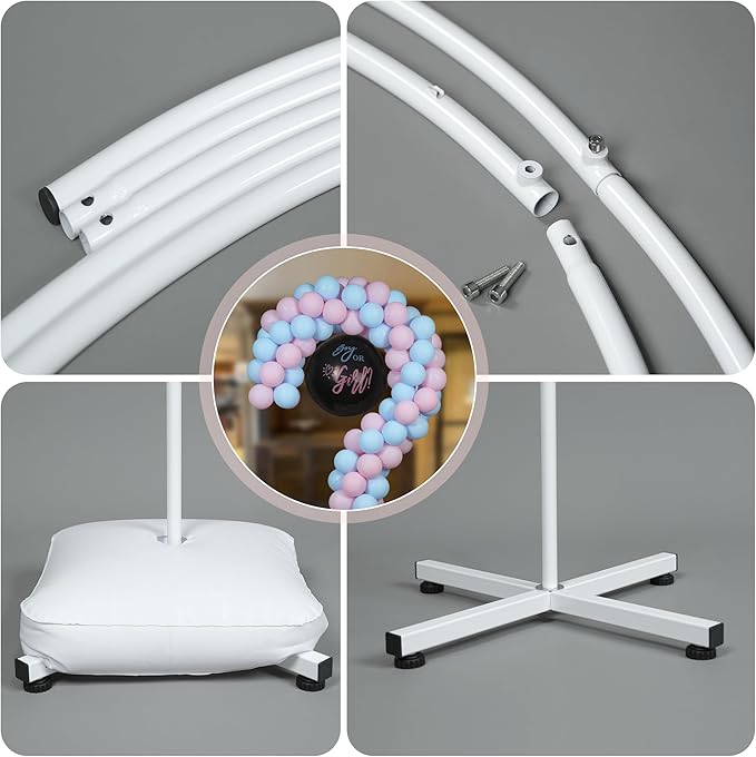 YALLOVE Metal Question Mark Balloon Stand for Baby Gender Reveal, 6.56 Feet Balloon Arch Frame for Boy or Girl Party Decoration