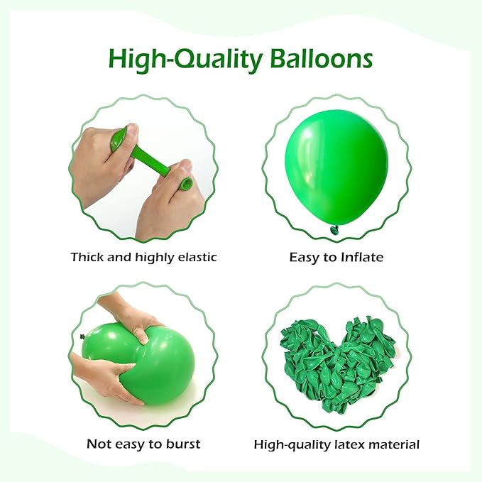 FOTIOMRG 110pcs Green Balloon Garland Arch Kit, 18 12 10 5 inch Green Latex Balloons Different Sizes Pack for Birthday Graduation Baby Shower Jungle Christmas Party Decorations
