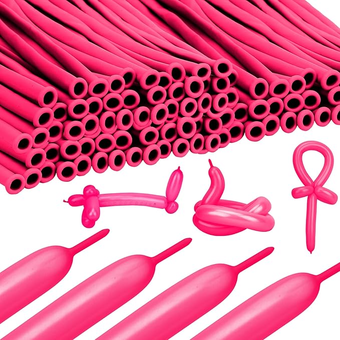 Hot Pink 100 Pcs 260 Balloons Graduation Long Balloons For Tying Balloon Arch Balloon Animal DIY Valentines Day Party Decorations