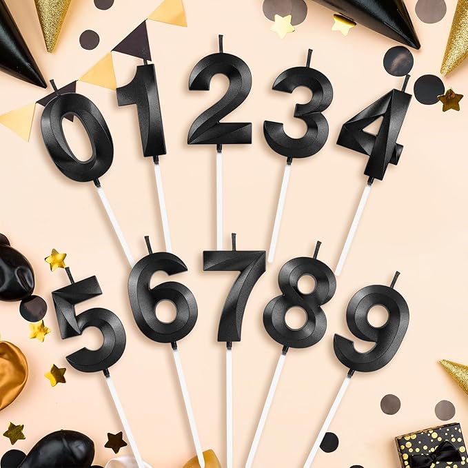 Number 24 Birthday Candles, 1.96 Inch Happy Birthday Cake Candles Cupcakes Topper Decoration for Birthday Party Wedding Anniversary Celebration Supplies (Black)