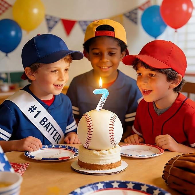 Conelist Ice Cream Drip Baseball Birthday Candle Number 7, Baseball Ice Cream Drip Birthday Cake Topper Candle Number 7 for Cake Sport Teams Theme Anniversary Celebration Party Decoration Favor Supply