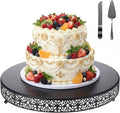 Wenqik 18 Inch Black Cake Stand Set Metal Round Cupcake Dessert Stand with Cake Cutting, Spatula Wedding Cupcake Pastry Display Candy Holder Display for Wedding Party Birthday Baby Shower(Classic)
