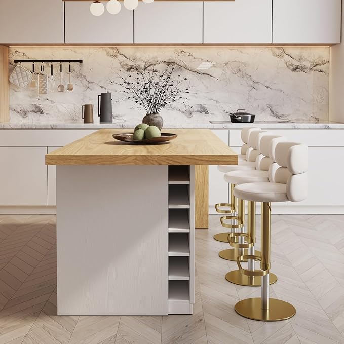 homary Kitchen Island with Storage & Wine Rack, 72" Modern Natural Kitchen Cabinet with Wood Top, Large Fixed Island with 3 Drawers & 6 Adjustable Shelves, Without Bar Stools