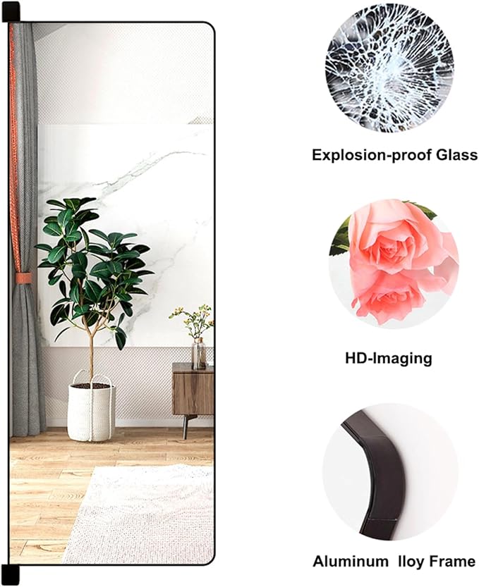 180° Swivel Full Length Mirror, 35" x 15.2" Wall Mounted Full Length, Hideaway Closet Mirror for Cloakroom, Bedroom, Door