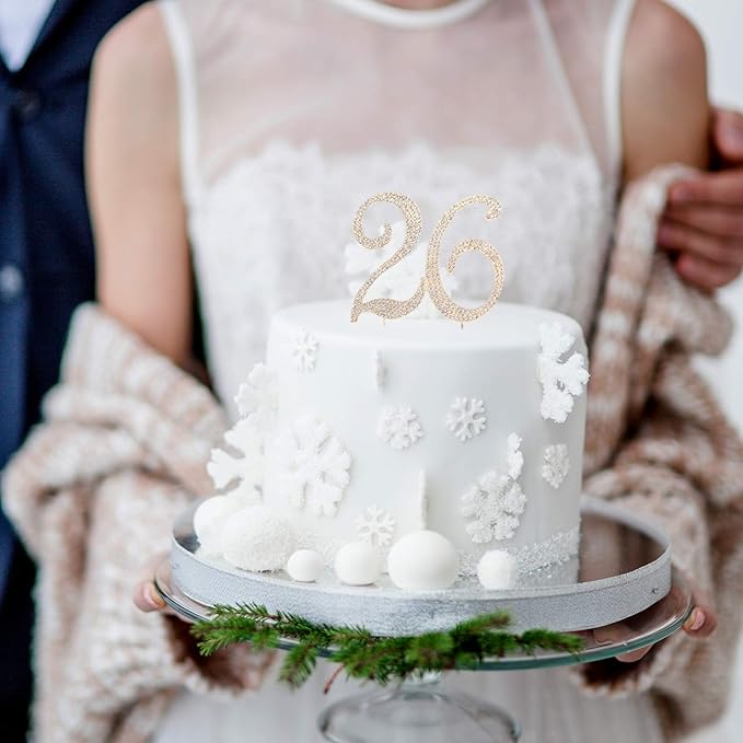 26 Years Birthday Cake Topper - New Best Crystal Rhinestone 26th Wedding Anniversary Or 26 Years Old Cake Topper Party Decoration Gold