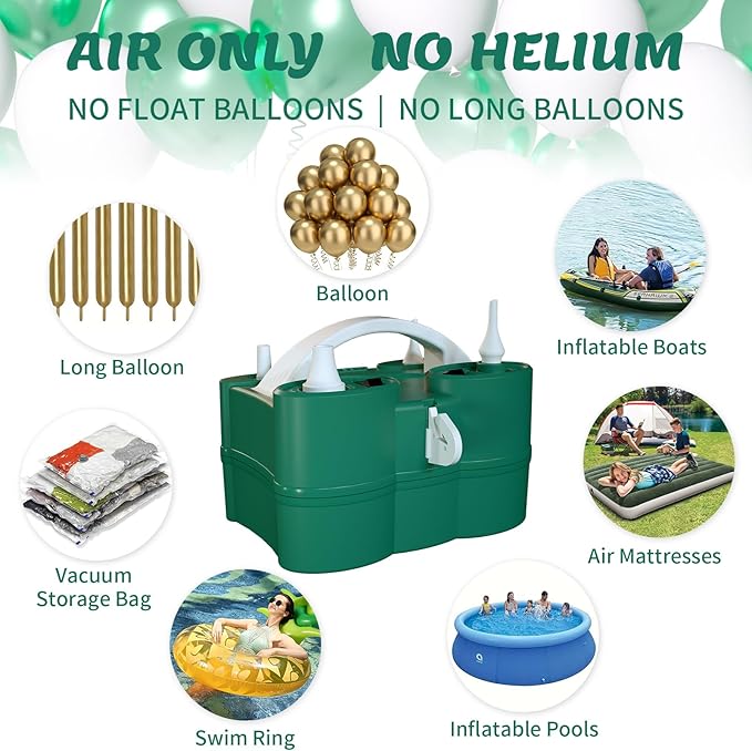 SINBEE Balloon Pump Electric Party Decorations - Electric Balloon Pump for Balloon Arch Kit, Portable Dual Nozzle Balloon Inflator