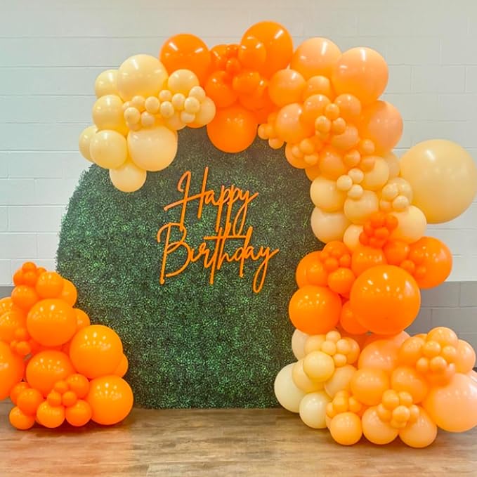 Awenztech 120pcs Orange Balloon Arch Kit, 18 12 10 5 inch Orange Latex Balloons Different Sizes Balloon Garland for Graduation Fall Tropical Birthday Party Decorations