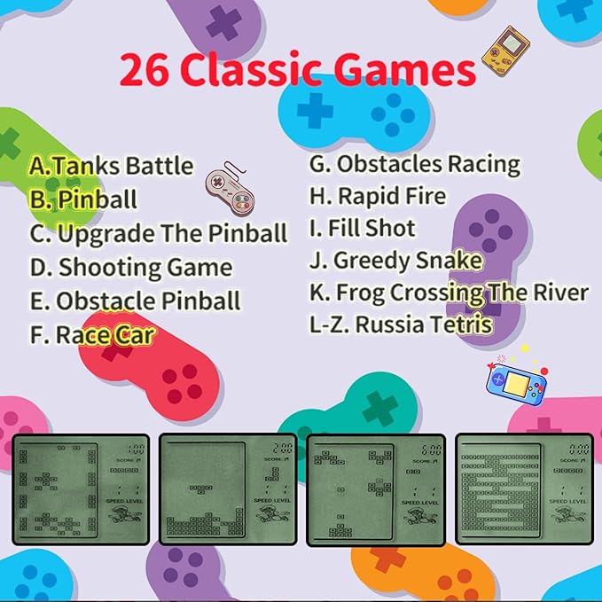 Sinikoro 24Pcs Video Game Party Favors for Kids, Arcade Video Game Birthday Supplies Mini Gaming Console Keychain Classroom Prizes for Boys and Girls
