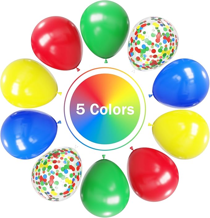 Red Yellow Blue Green Balloons, 12Inch 50PCS Colorful Yellow Blue Red Green Balloons for Video Game Party Rainbow Kid Birthday Party