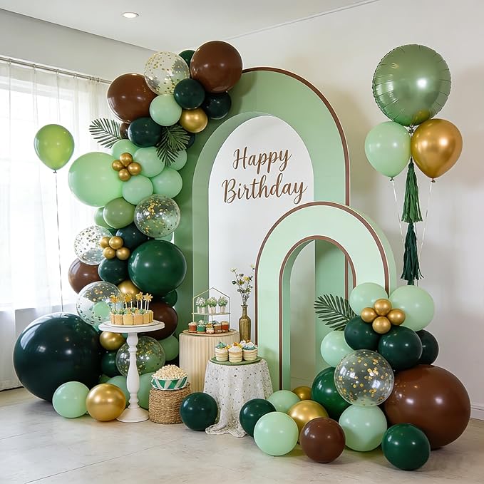 Dark Green Balloons 125 PCS Different Sizes 18 12 10 5 Inch Emerald Hunter Forest Green Balloon Arch Kit for Birthday Baby Shower Christmas Graduation Dinosaur Jungle Theme Party Decorations