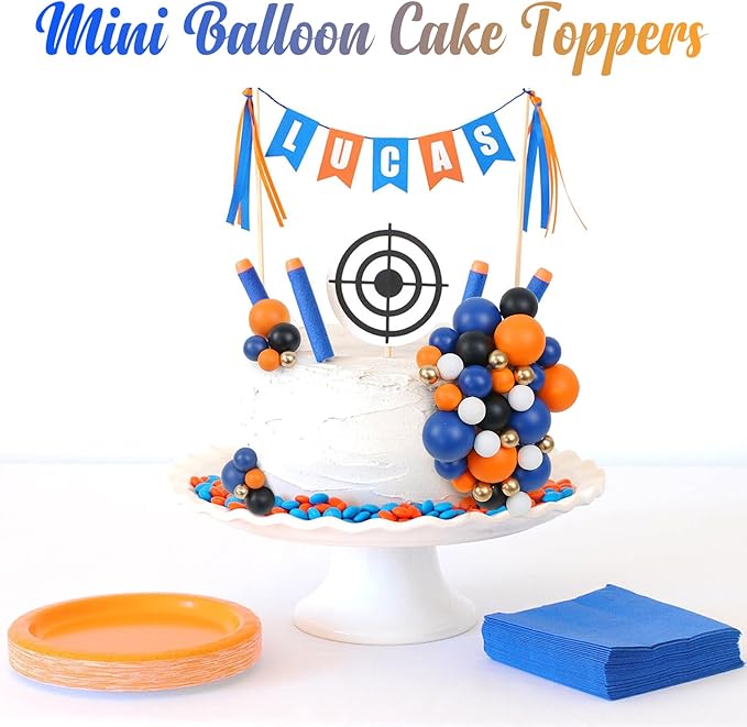 115 PCS Ball Cake Toppers - Mini Balloon Cake Decorations Navy Blue Orange White Gold Foam Ball Cupcake Picks DIY Cake Insert Toppers for Baby Shower Birthday Party Wedding