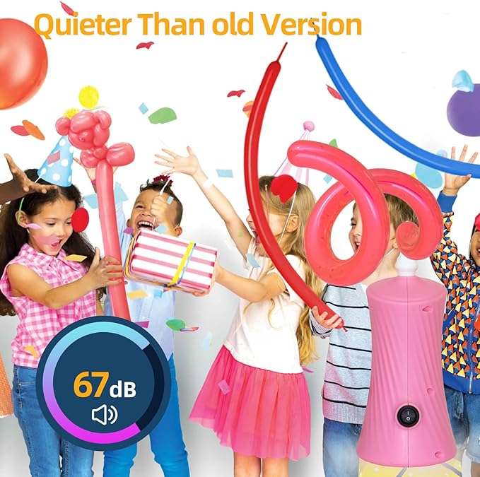 Voircoloria 260 Balloon Pump Electric, Portable Automatic Dual Nozzle Inflator with Tying Tools for Long Animal Balloons Birthday Gender Reveal Baby Shower Balloons Party Decorations