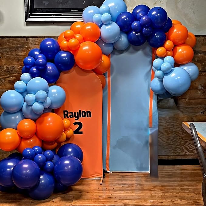 HILAVO Blue and Orange Balloons, 60PCS 12 Inch Royal Light Blue and Orange Beige Balloon Confetti Balloons for Kids Space Theme Party Baby Shower Birthday Graduation Party Decoration