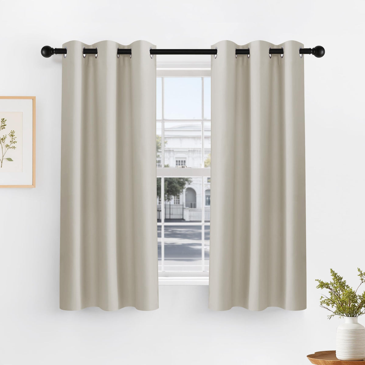 Cream Window Curtain Panels 40 inch Length (2 Count)