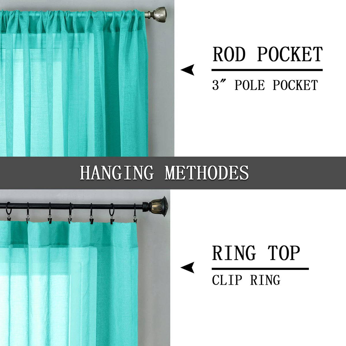 Short Sheer Curtains Linen Textured Living Room Curtain Sheers Light Filtering Rod Pocket Voile Curtains for Bedroom