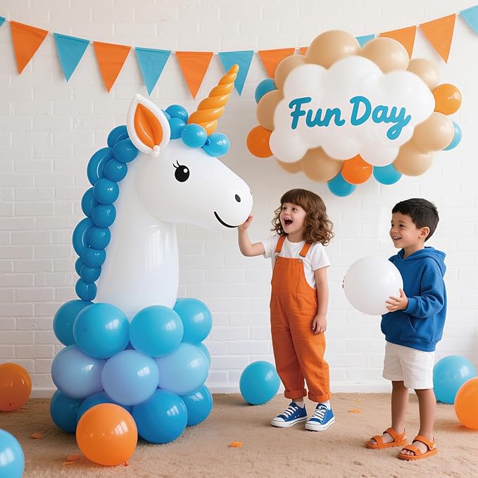 Orange and Blue Balloon Arch Kit, 127pcs Nude White Blue and Orange Balloons Different Sizes for Baby Shower Decorations Boys Birthday Party Decorations
