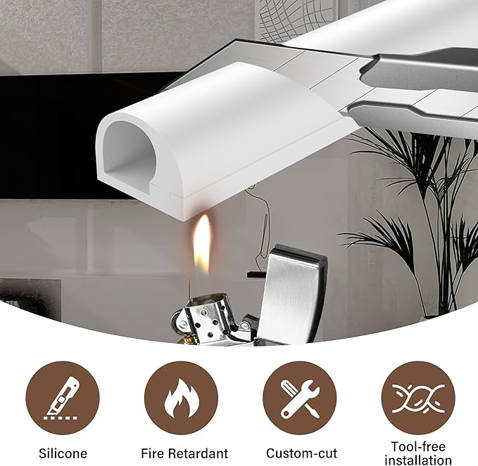 Cord Hider for Wall Mounted TV,118" One Cable Cover with Side Open, Flexible Silicone Wire Raceway Management,Self-Adhesive Cord Organizer,Wire Concealer Channel, White