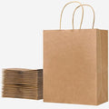 SUNCOLOR Brown Kraft Paper Gift Bags with Twisted Handles, 8x4.5x10 Inch, Medium, 25 Pack, for Shopping, Party Favors, Wedding