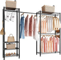 VEVOR Clothing Garment Rack, Heavy Duty Closet Wardrobe, Adjustable Tiers Clothes Racks with Steel Frame, for Bedroom, Clothing Store, Hallway