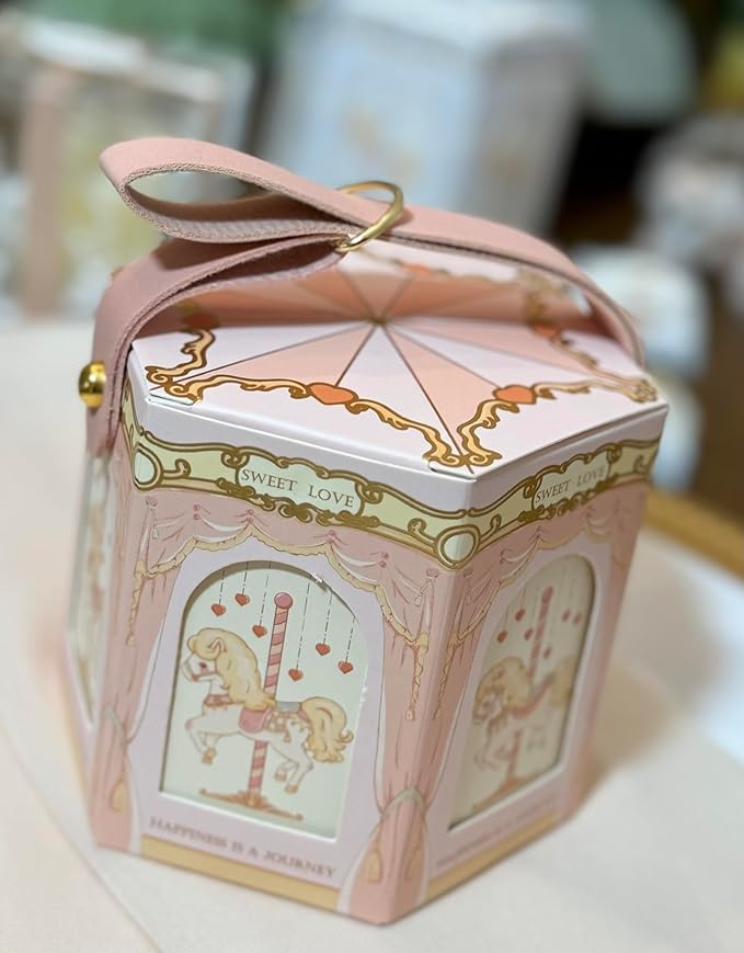 FavorsXtra - 10 Pcs Party Favor Boxes, Treat Containers, Candy Boxes, Favors boxes for a Wedding, Birthday, Baby, or Bridal shower, Full Moon Design Box. (Pink)